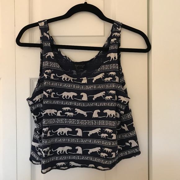 Navy Animal Print Top Shop Tank - Picture 1 of 3